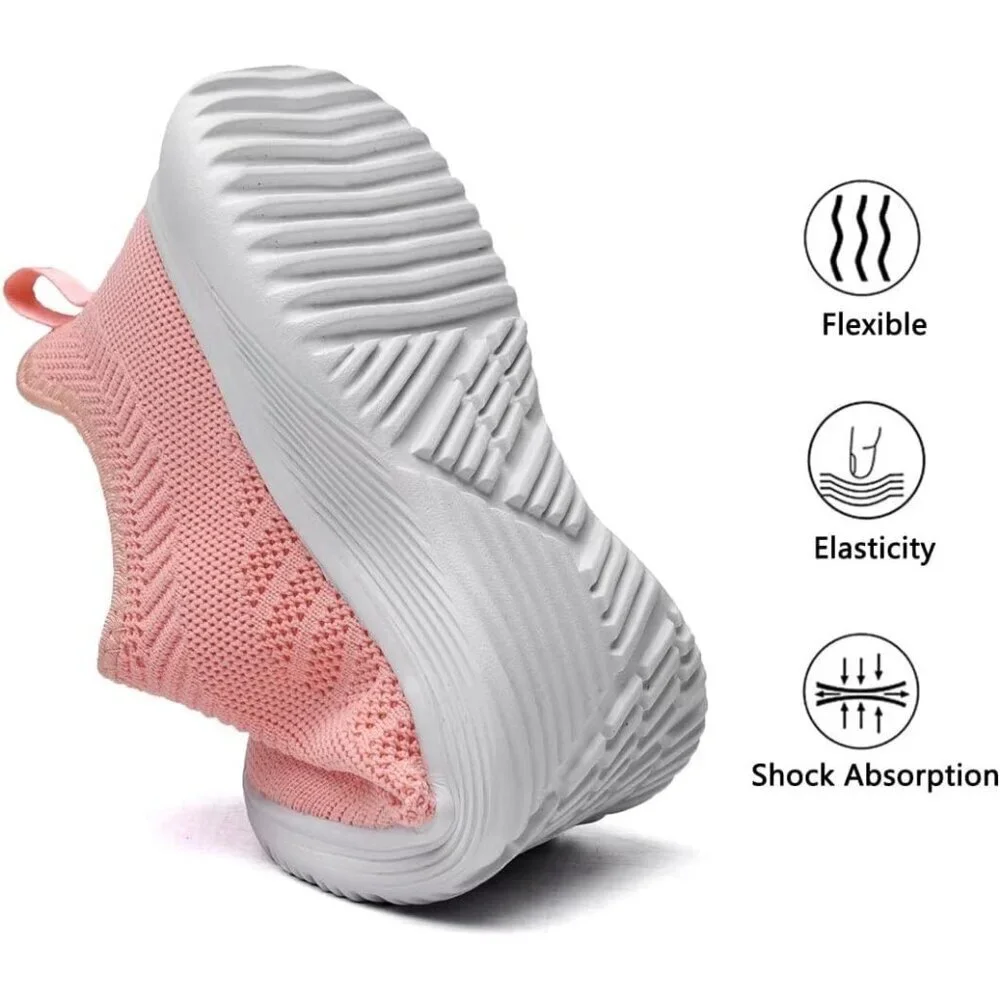 Women's Orange Non Slip Casual Running Lightweight Mesh Fashion Sneakers